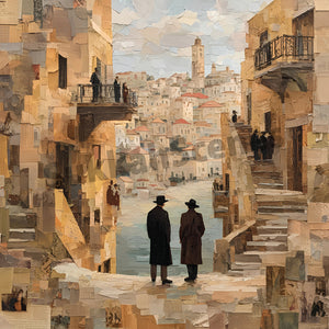 Textures of Yerushalayim - Canvas in Floating Frame